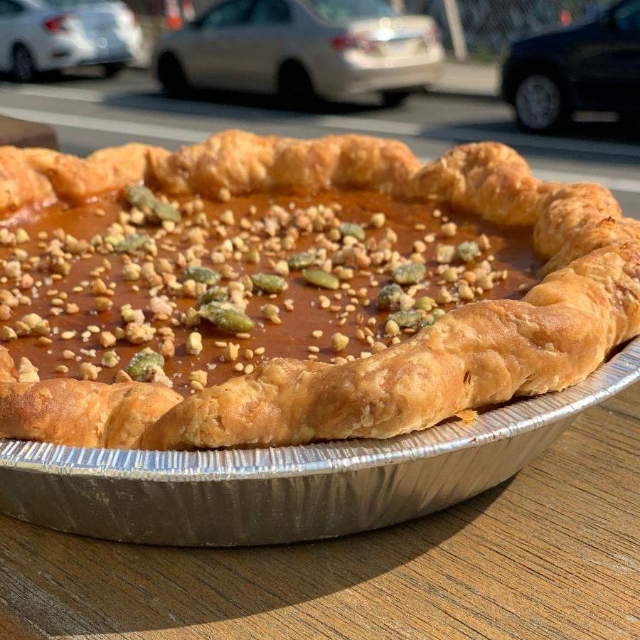 Sesame Caramel Pumpkin Pie